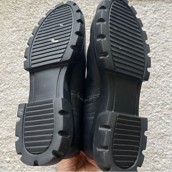 NEW AGL Chunky Biker Moto Lug Sole Black Leather Buckle Boots 40 - Picture 13 of 13